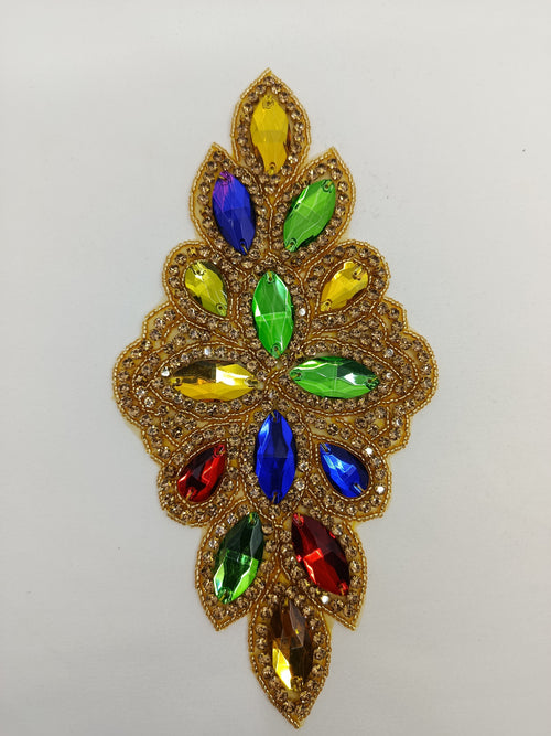 Aplicație decorativă cu cristale și strasuri multicolor 23 × 11 cm