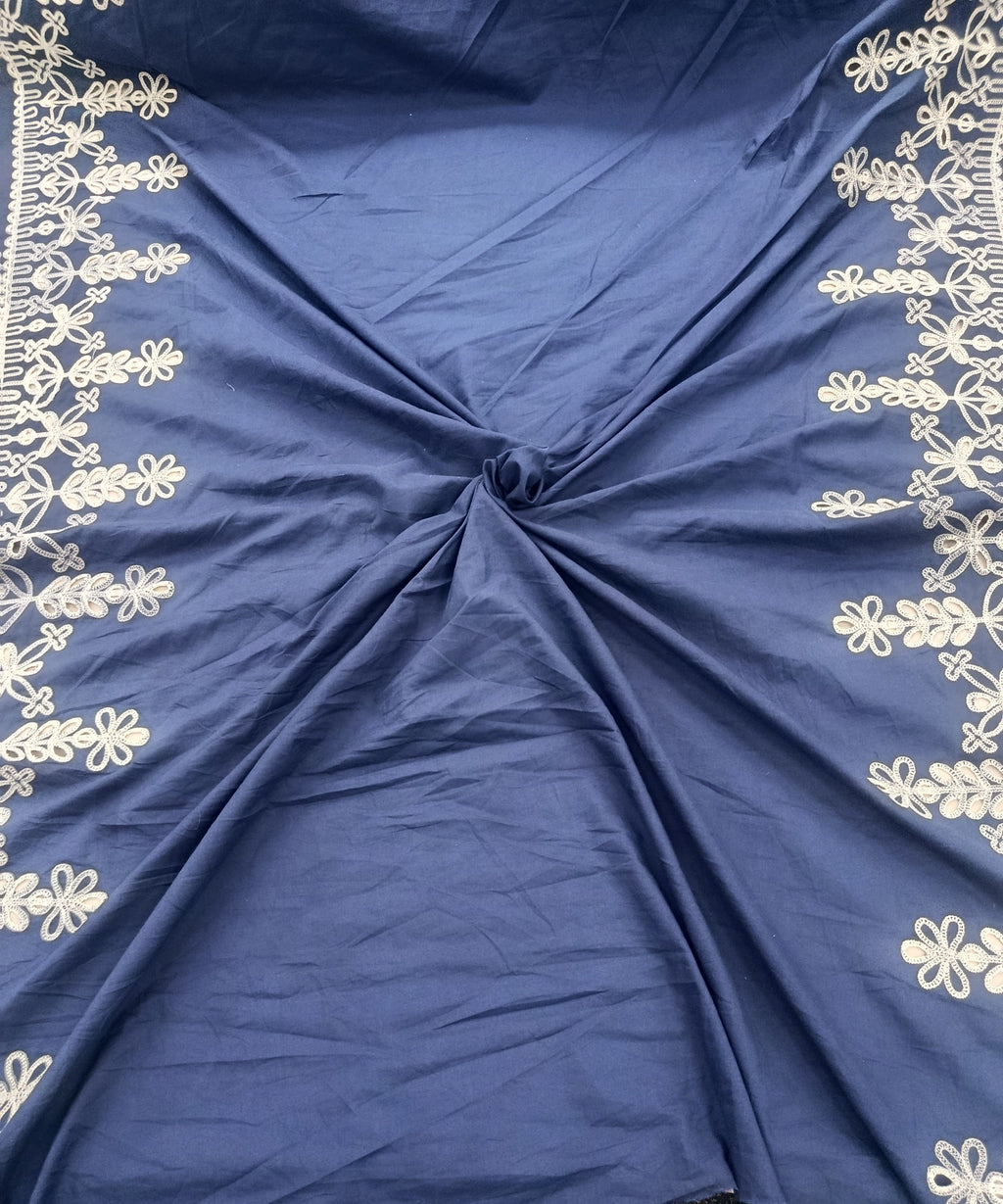Material din bumbac bleumarin pentru rochii și bluze elegante