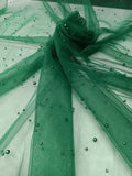 tull cu perle verde iarbă lățime 3 m pentru rochii elegante