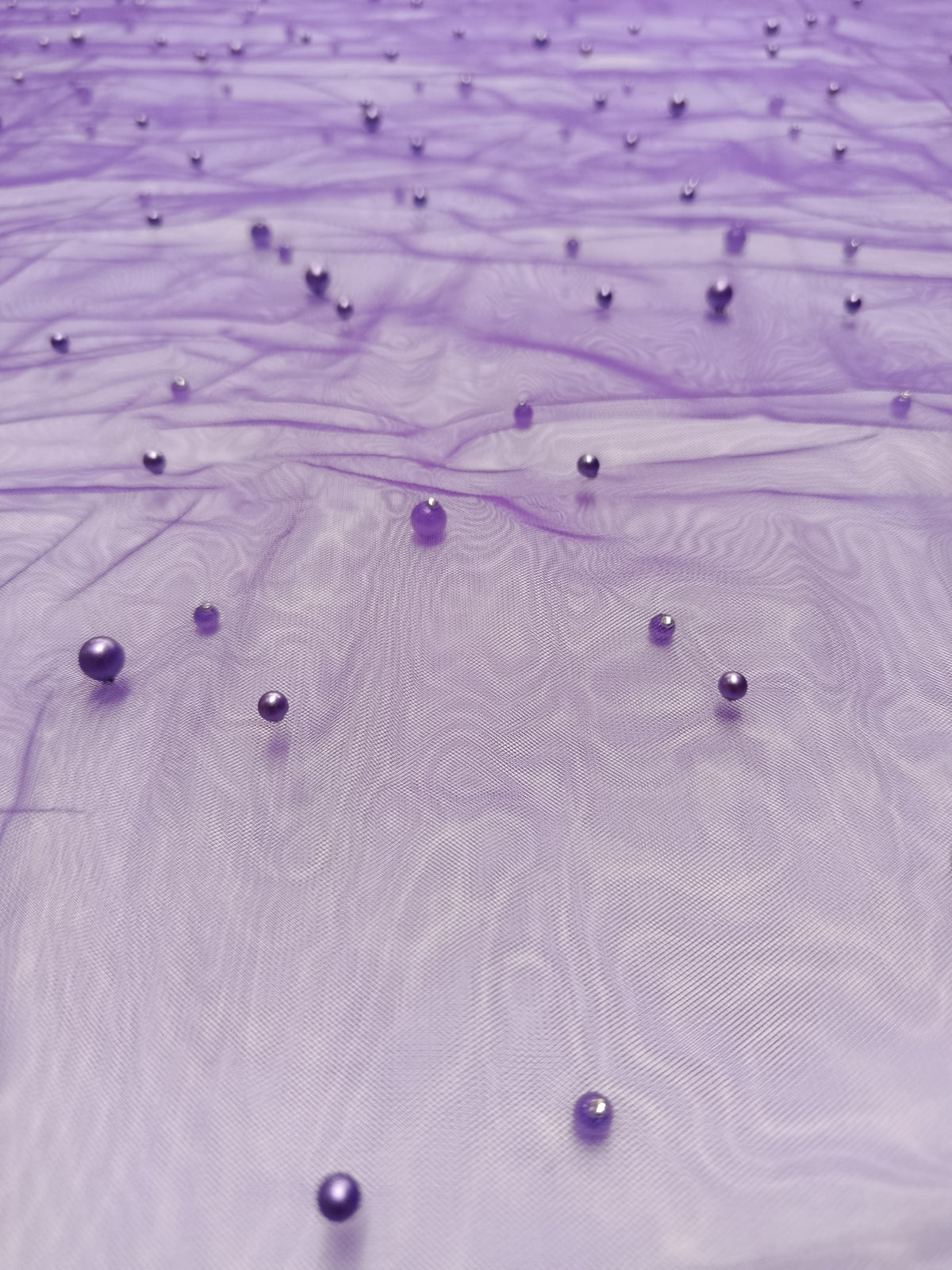 tull cu perle violet lățime 3 m pentru rochii elegante