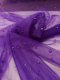 tull violet cu perle pentru rochii de seară și ocazii speciale